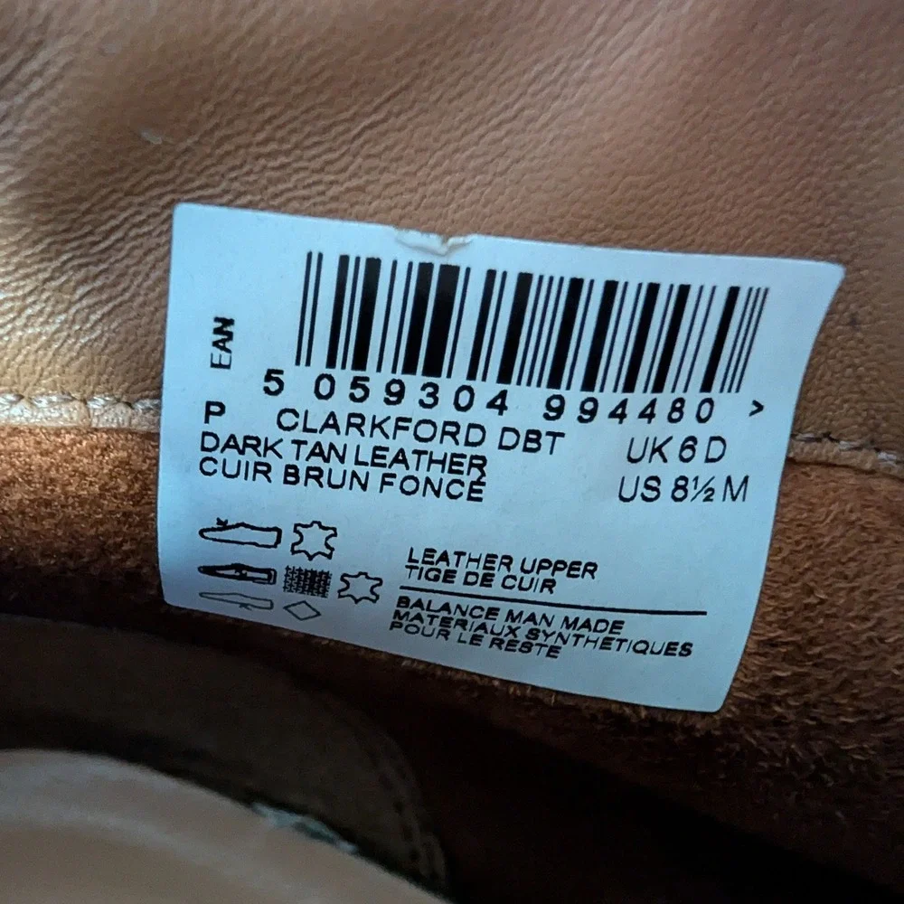 Clarks Clarkford DBT Dark Tan Leather Wedge Desert Boots Womens 8.5 M